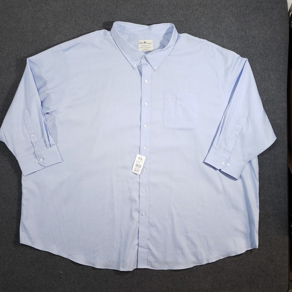 Oak Hill Button Down Shirt Men 24-34/35 Blue Continuous Comfort‎ Long Sleeve NEW